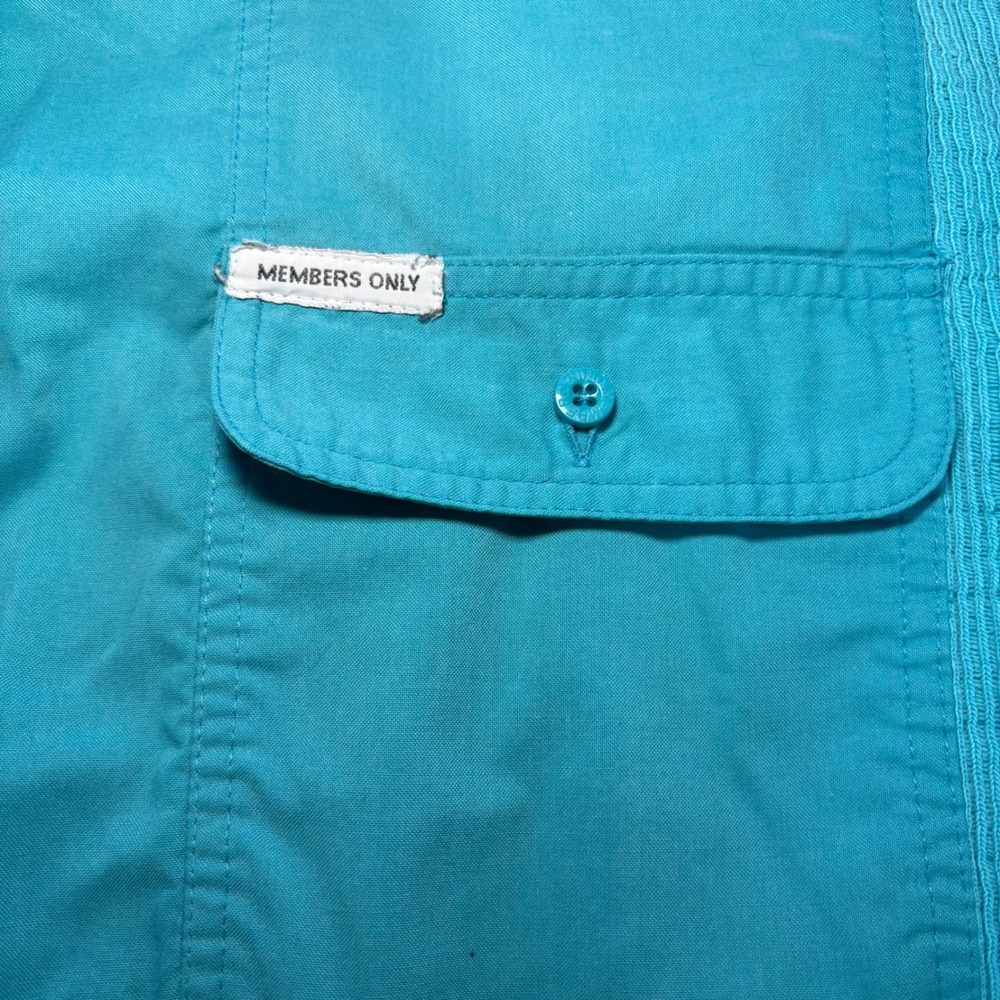 VTG Members Only Turquoise Short Sleeve Pullover Henley Shirt Mens M retro‎ 80s - Picture 2 of 10